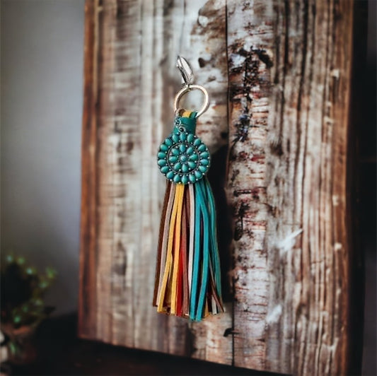 Turquoise Tassel Keychain