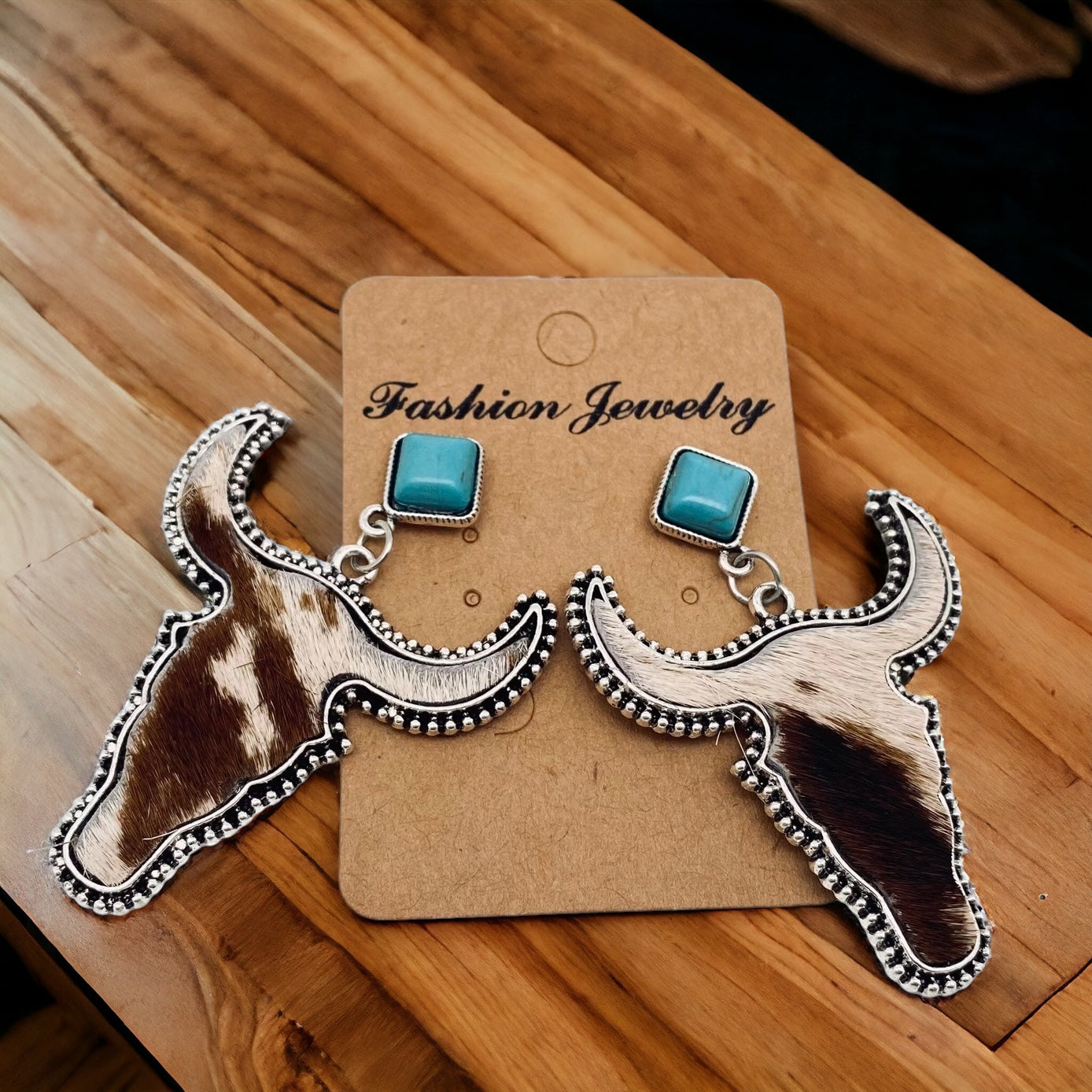 Western Style Cowhide Cowhead Shape Stud Earrings