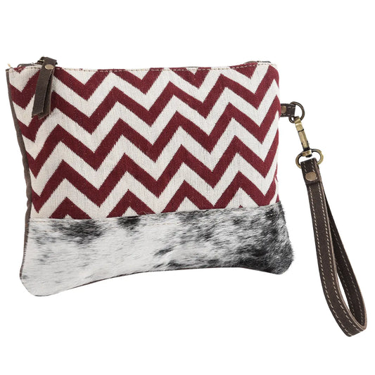 Red Rug Wristlet with Leather